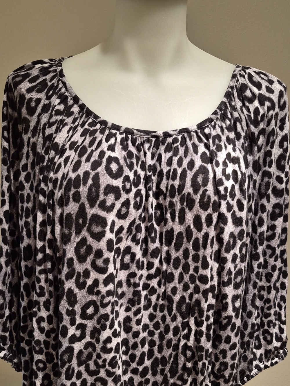 Michael Kors Leopard Print Scoop Neck Tunic - Black,grey & White, Size 2X